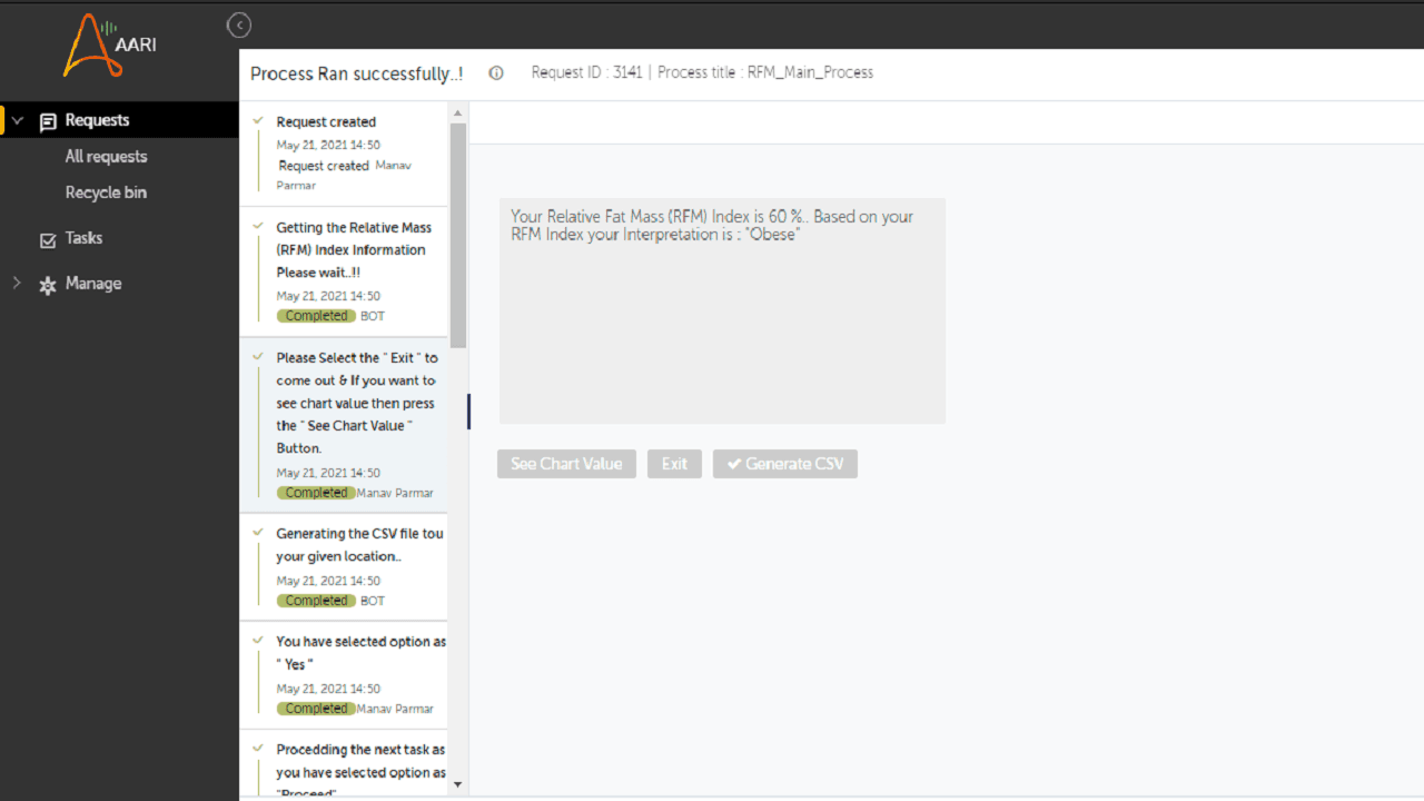 AARI-Web Output Interface based on the Input.