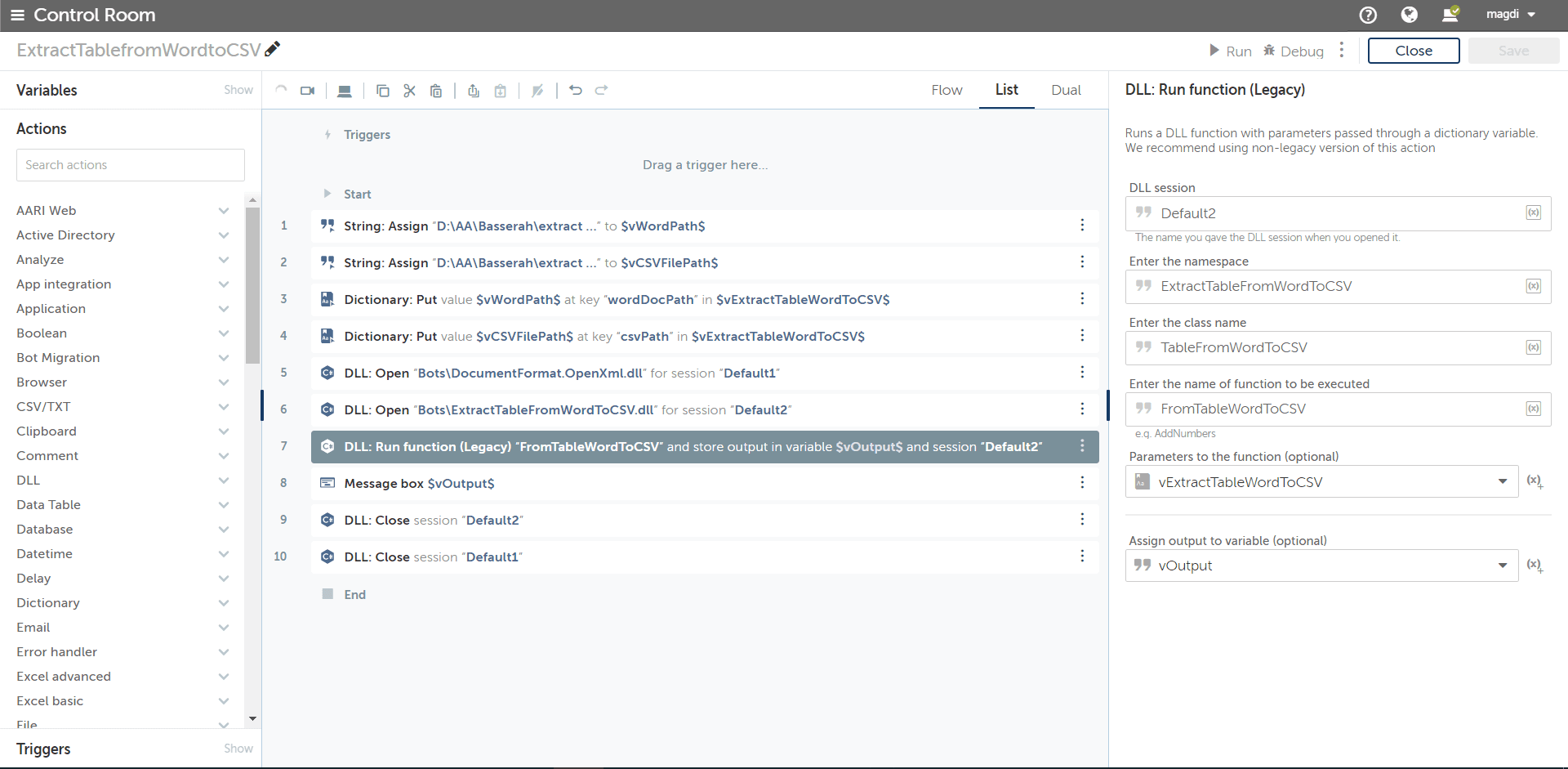 Use function of the DLL file in the bot
