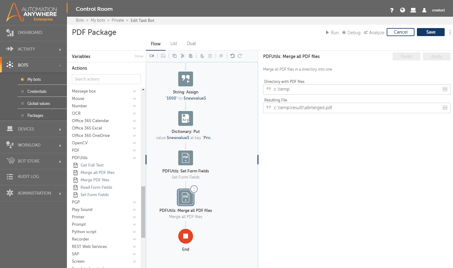 Merge PDF files