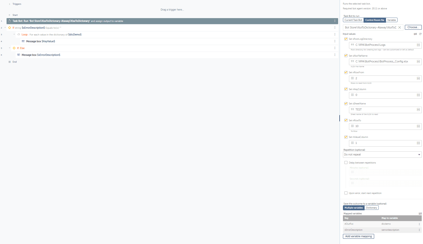 Input values