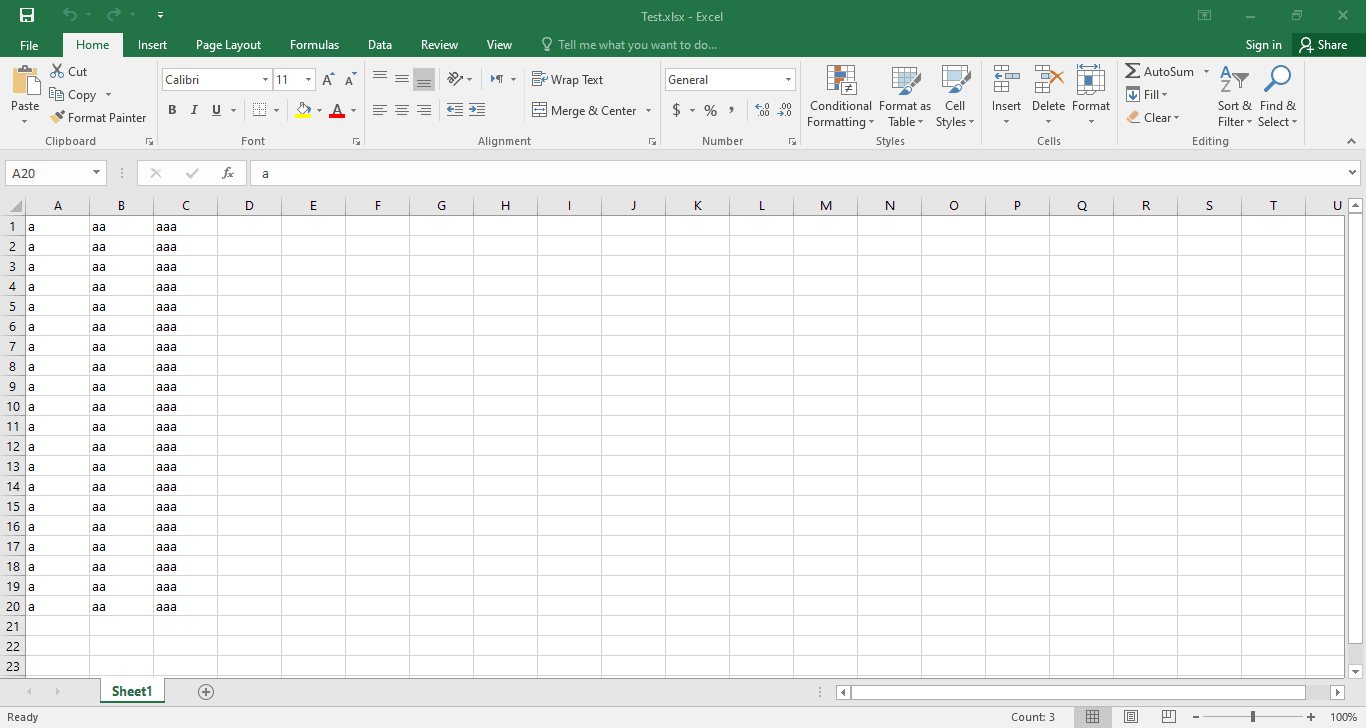 Excel file