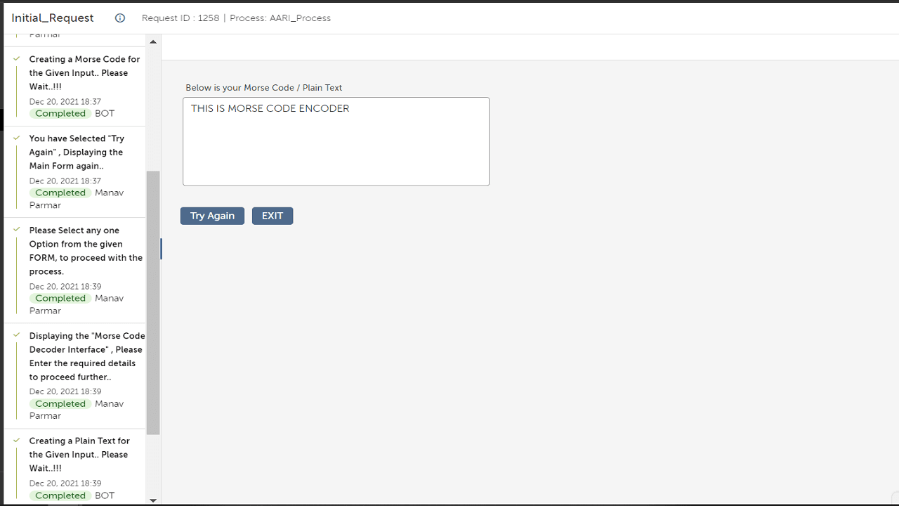 AARI-Web, Plain Text of Morse Code