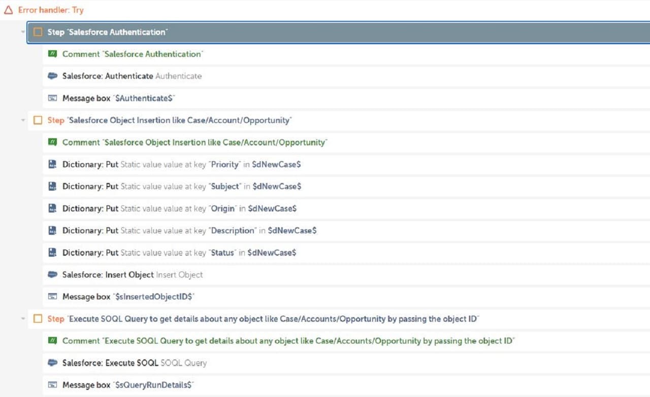 Salesforce Multi Language Bot steps