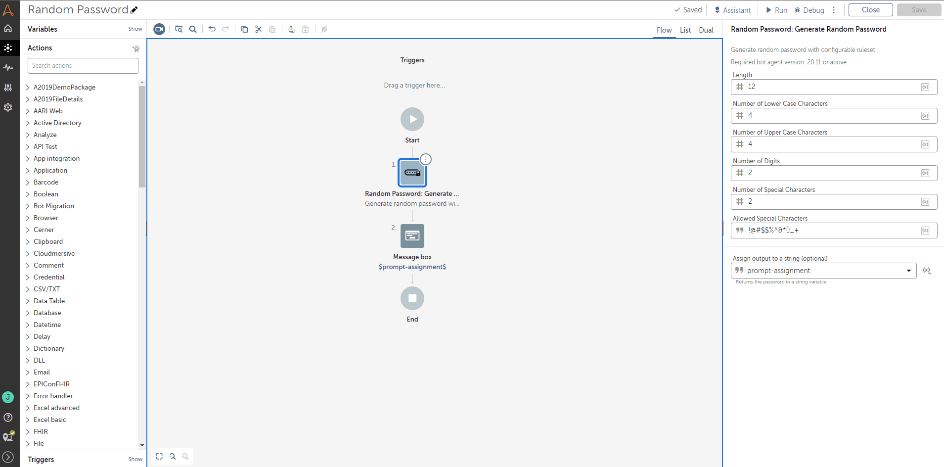 Generate Random Password Action