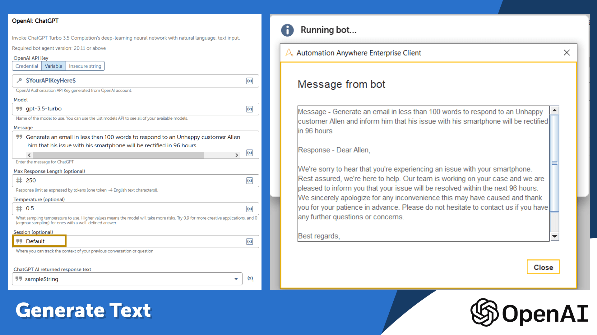 Generate responses to customer inquiries