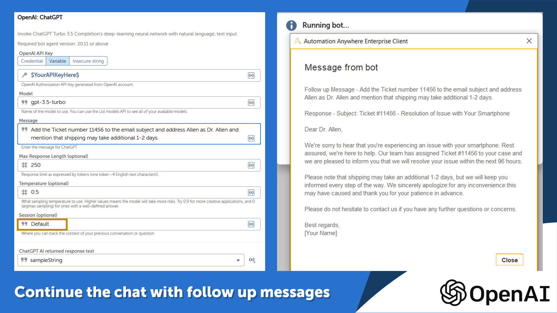 Follow up messages to continue the conversation