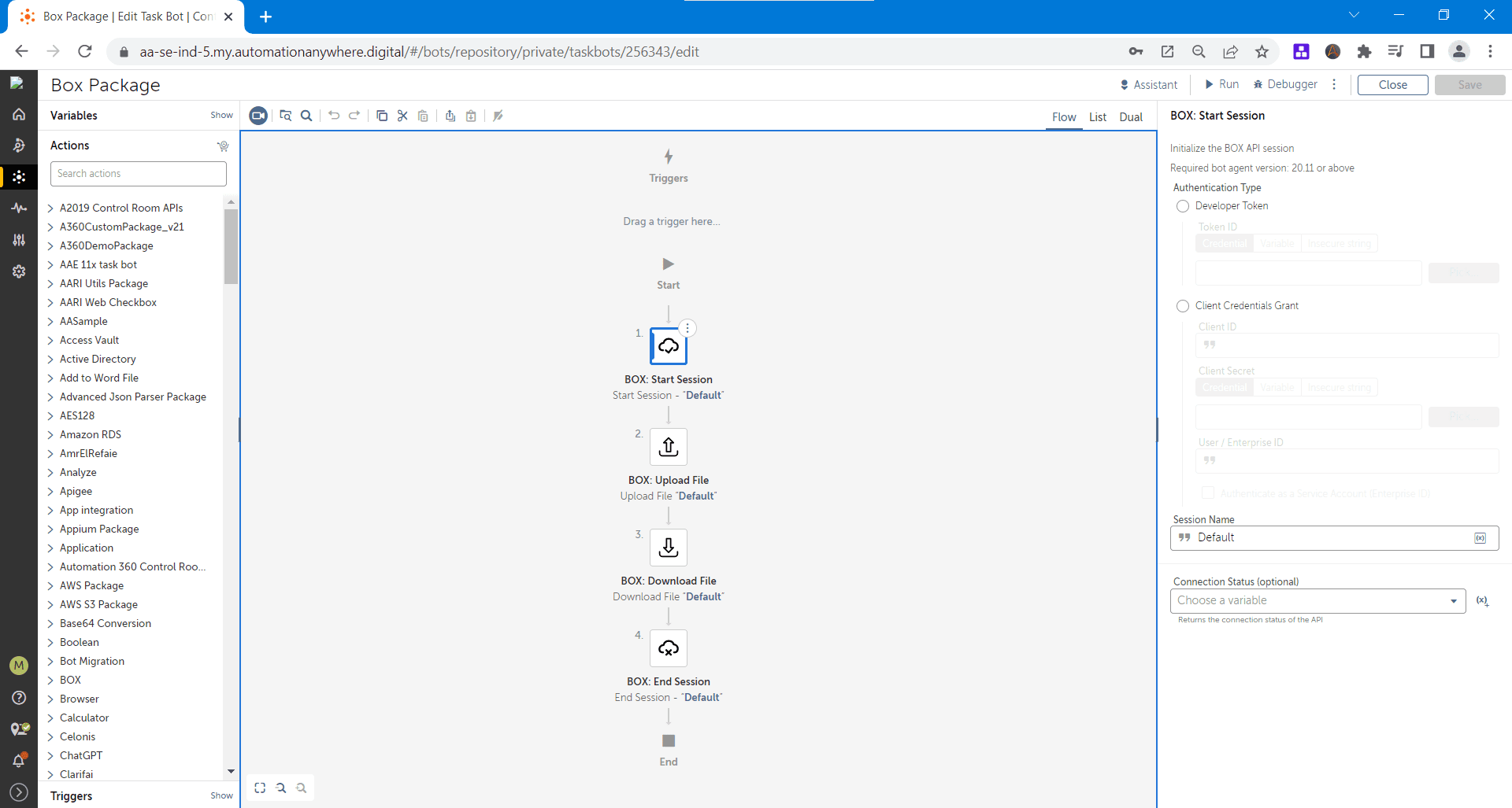Initialize the Box API session