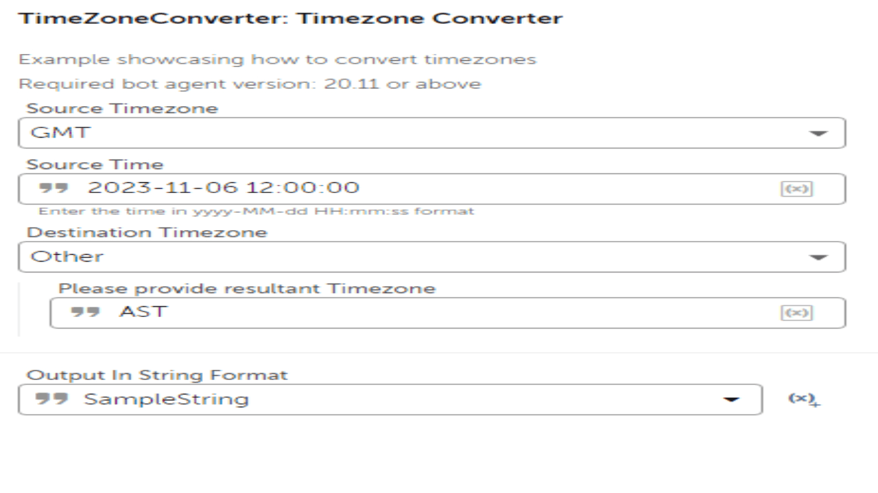 Sample with other time zone
