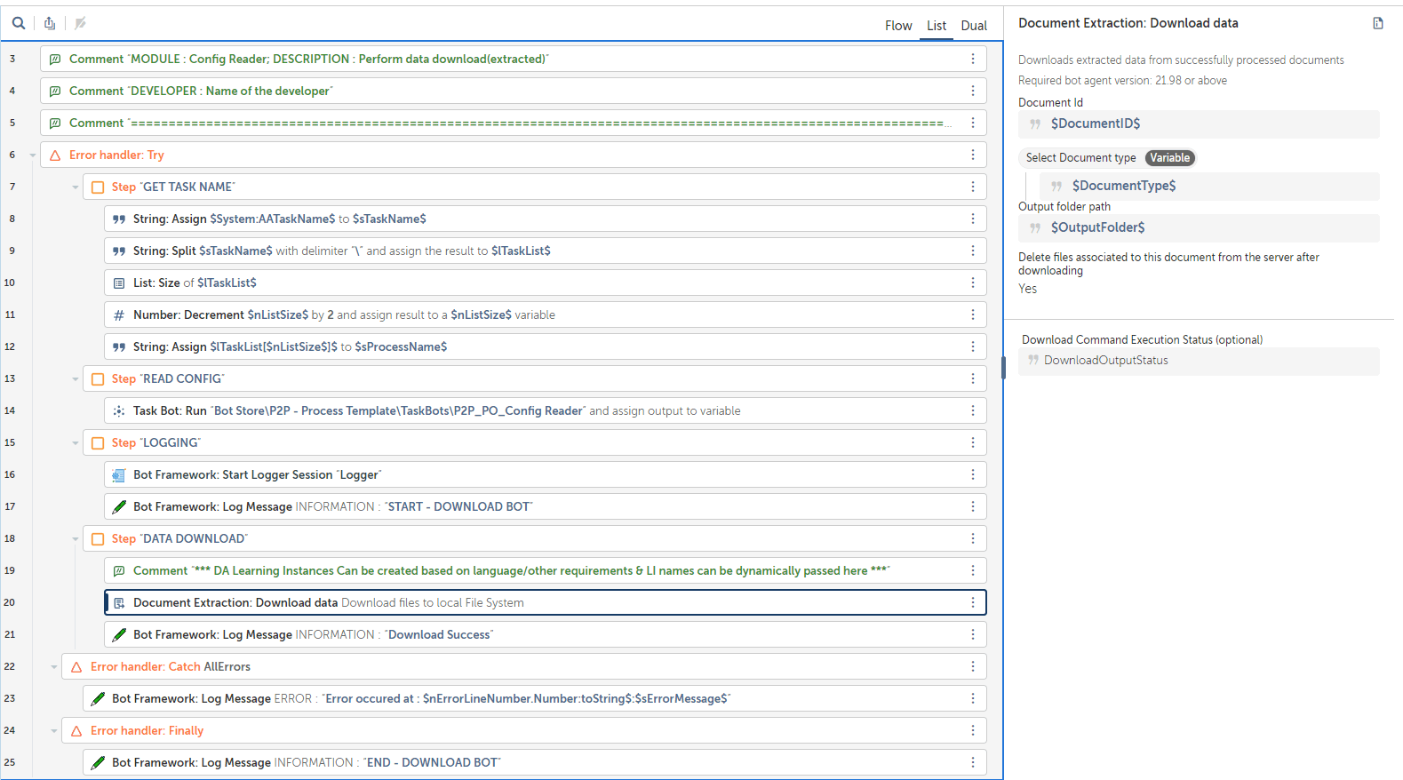 Data Download Using Doc Automation