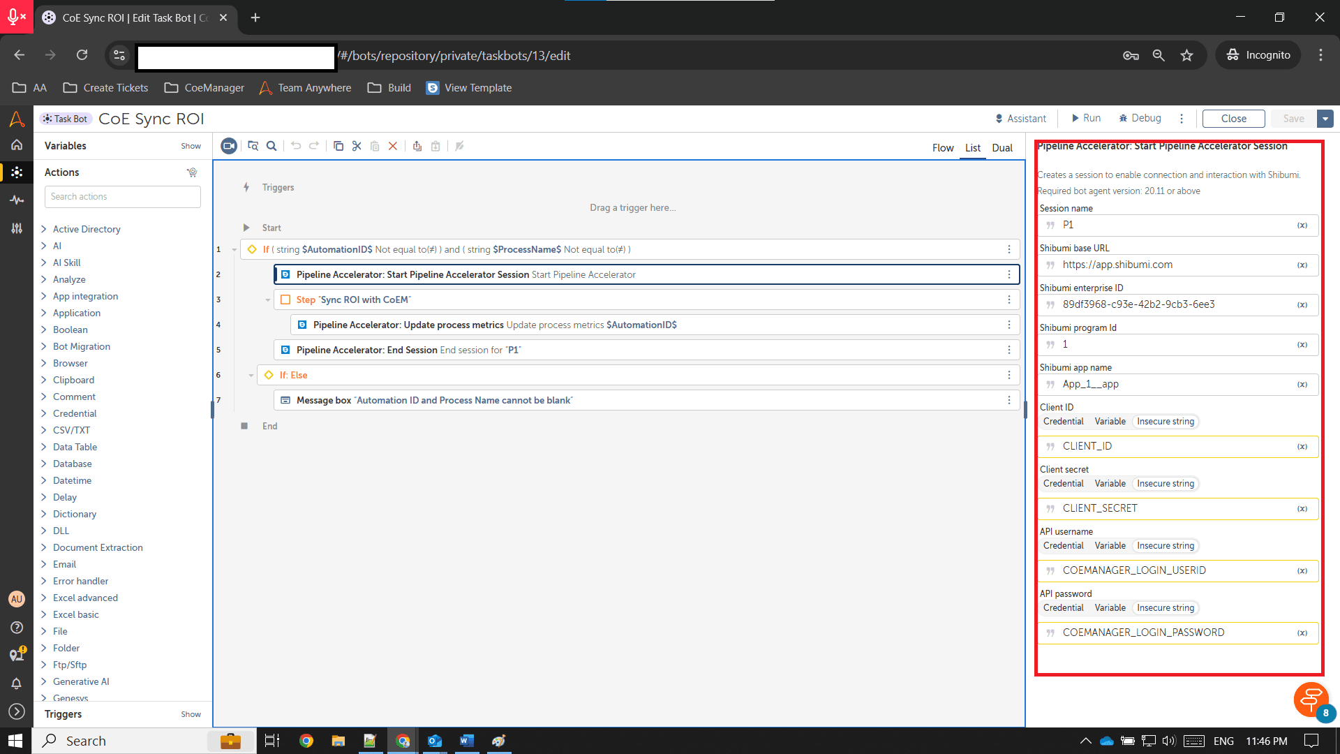 Update bot with inputs