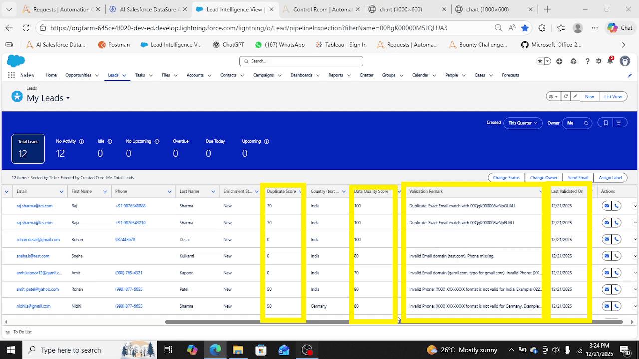 Validation result updated on Salesforce