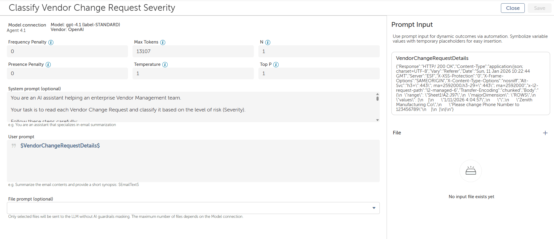 Classify Vendor Change Request Severity - AI Skill