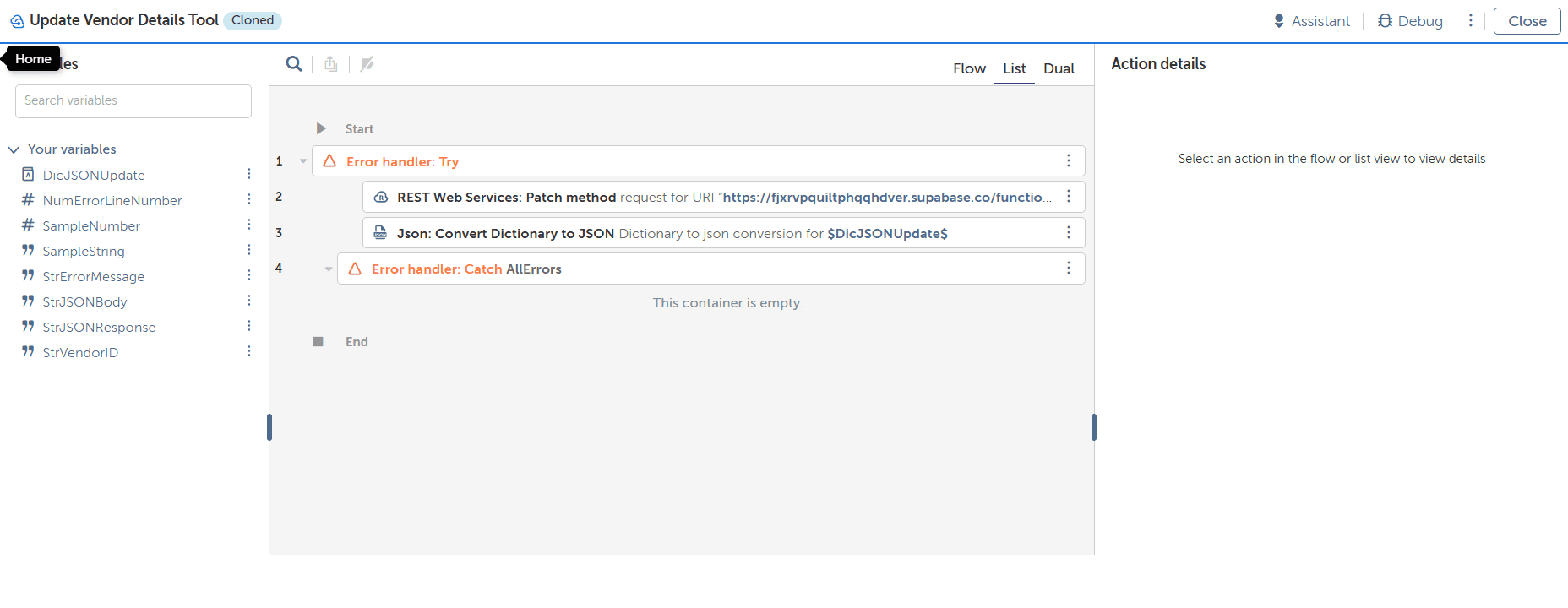 Update Vendor Details Tool - API Task